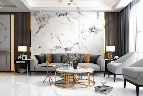Midsummer Elf Sintered Stone Panel - 4×9ft, 9mm | ABC Bookmatched Pattern | Modern Luxury Wall & Floor Tile