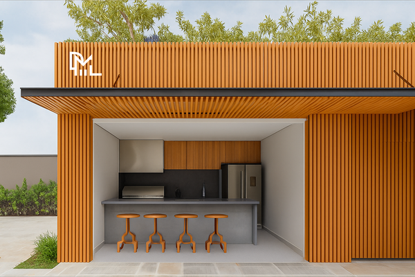 Wood-Grain Aluminum Batten 50×100×3000mm – Indoor/Outdoor Divider