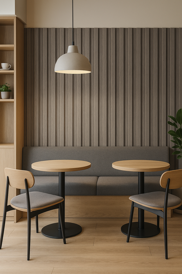 Gray Wood Grain Decorative WPC Slat Wall Panel – Interior Use