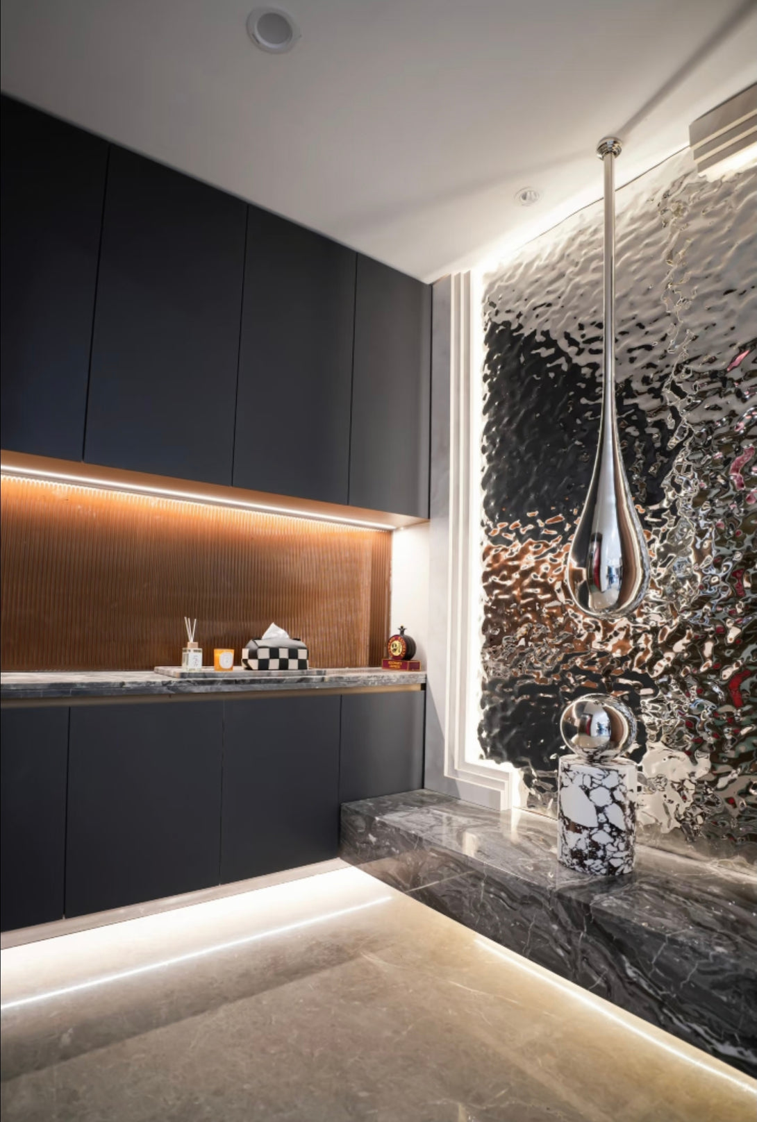 Silver Ripple Wave Decorative Panel | 4 ft × 10 ft Bamboo Fiber Board ...