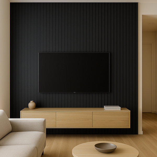 Black Bamboo-Wood Fiber Interior Slat Wall Panel | Modern Decorative WPC Panel